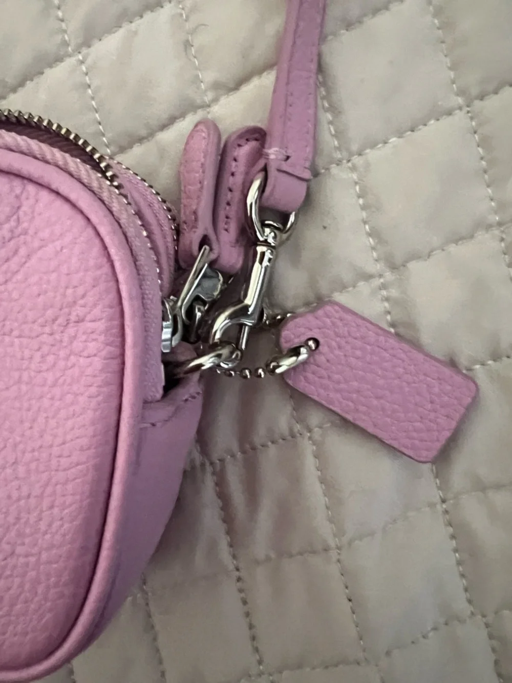 Coach Pink Pebbled Leather Crossbody Camera Bag